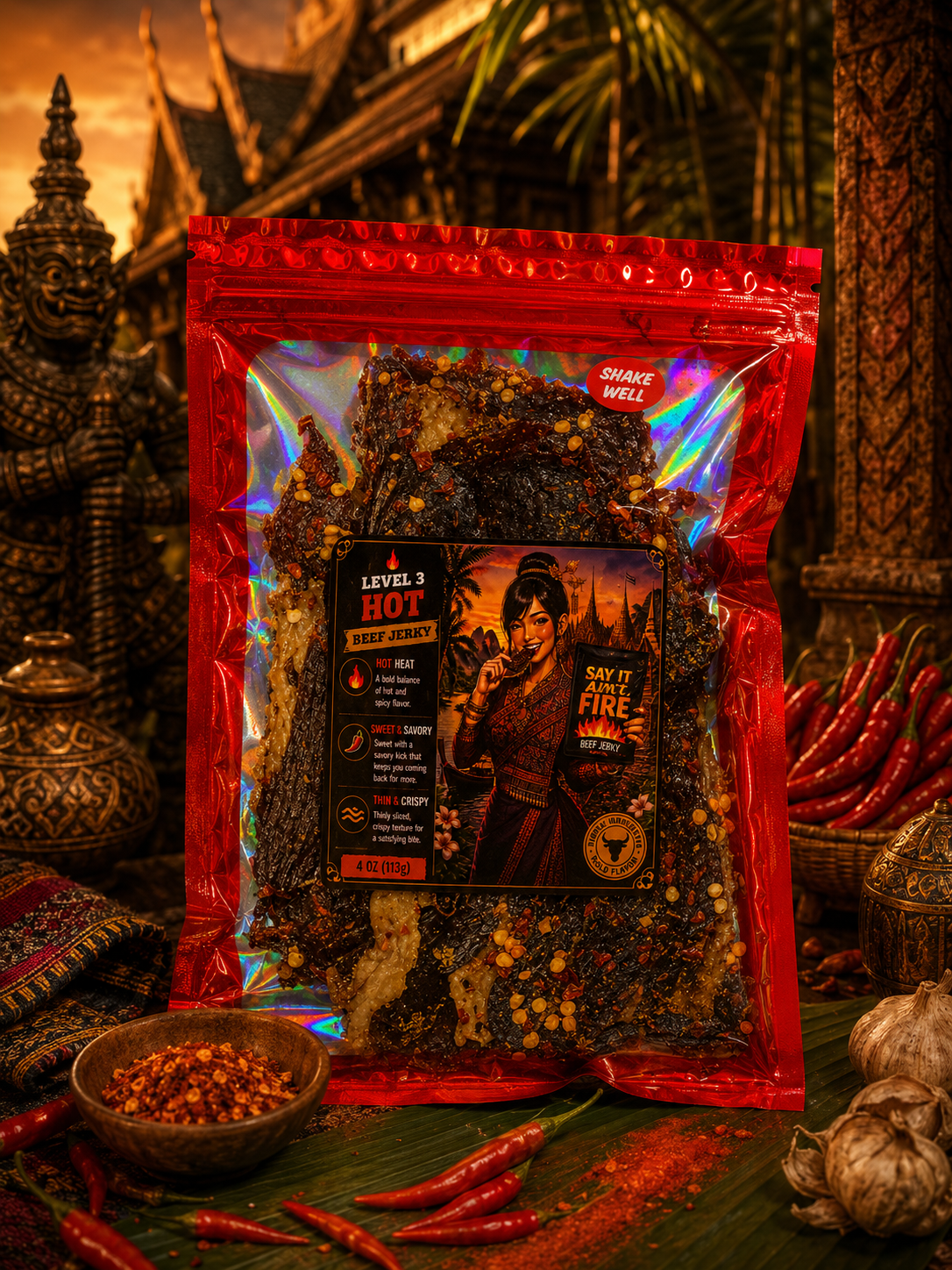 Say It Ain't Fire Crispy Beef Jerky Level 3 Hot